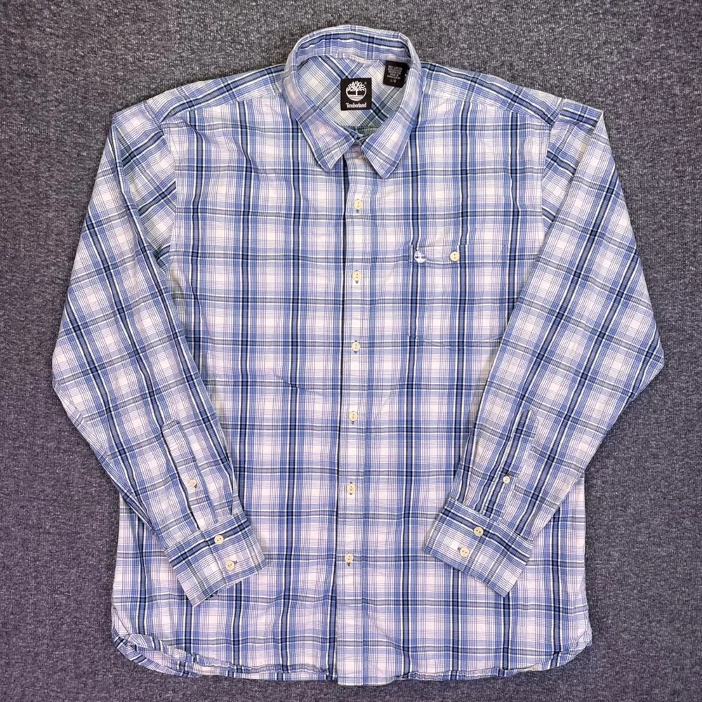 Timberland Shirt Mens‎ L Plaid Hiking Casual Rugged Cotton Long Sleeve Outdoors